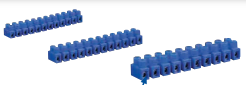 Dominos et borniers de connexion bleus — raccordement rapide et sûr